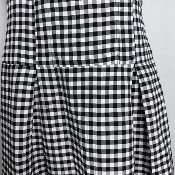 By Anthropologie One Shoulder Gingham Midi Dress Black White Cottagecore M - Picture 5 of 12